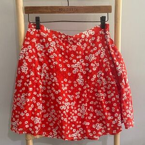 Banana Republic Red and White Floral Mini Skirt
